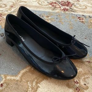 repetto black patent leather camille ballerinas size 39.5